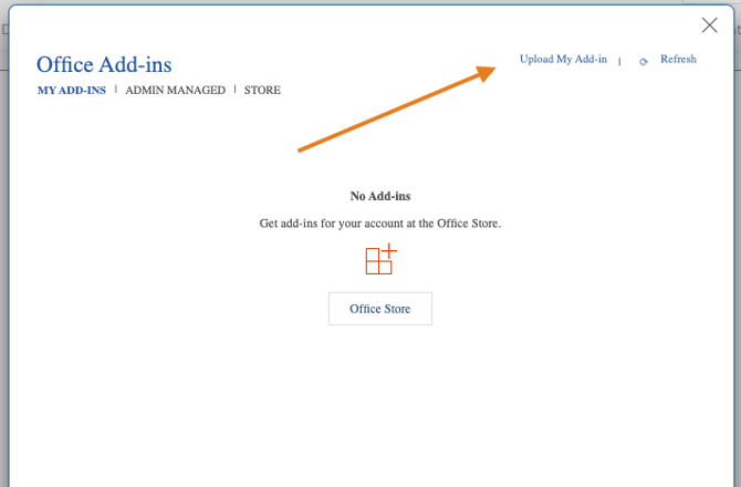 upload my add-in button