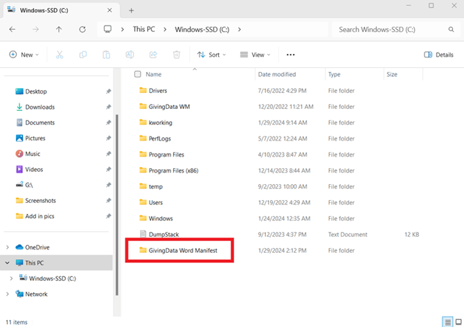 folder name