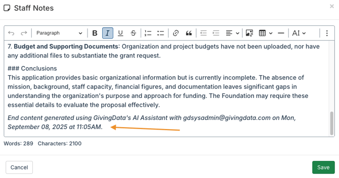 Staff Notes footer