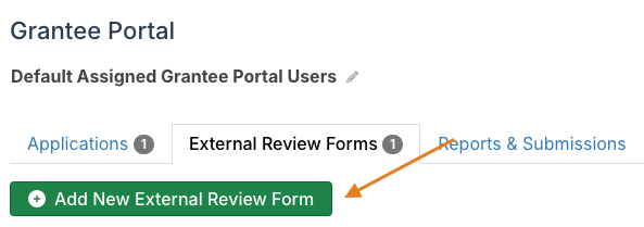 Add New External Review Form button