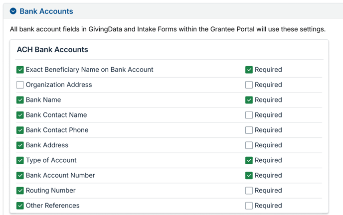 Bank Account Settings 5.2.10