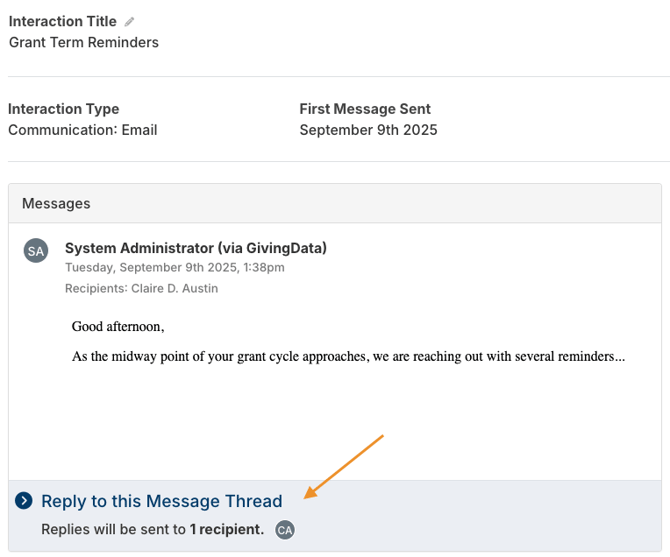 Reply to this Message Thread dropdown