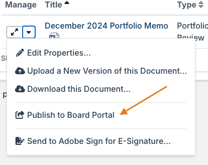 Publish to Board Portal option