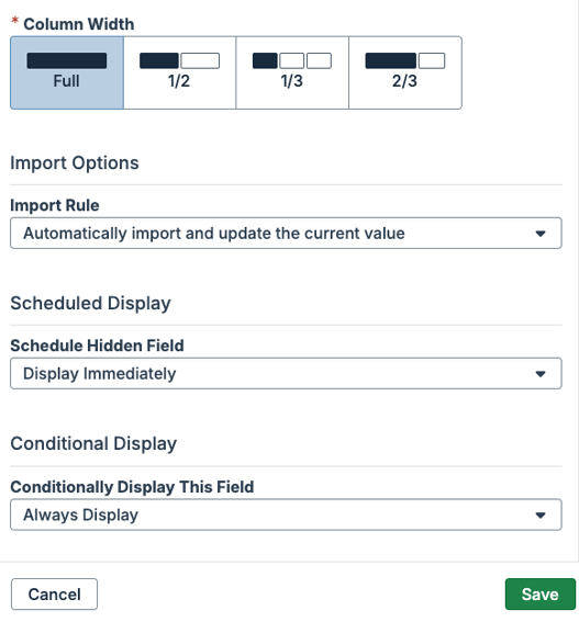 Mapped field options