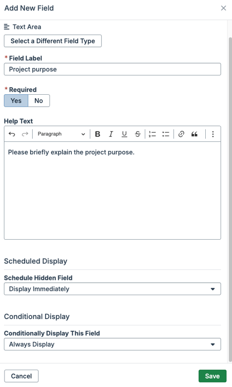 standard field options