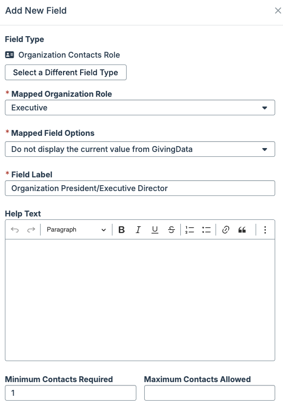contacts role field options