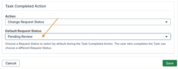 Default Request Status dropdown