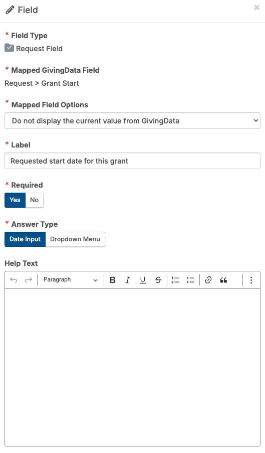 Mapped field options