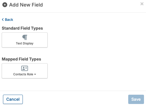 Contacts page field types