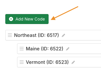 Add New Code button