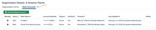 Bank Accounts tab