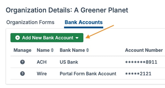 Add New Bank Account button