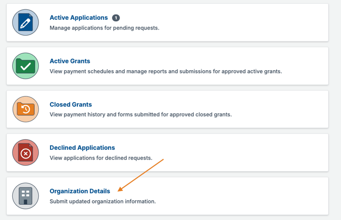 Organization Details option