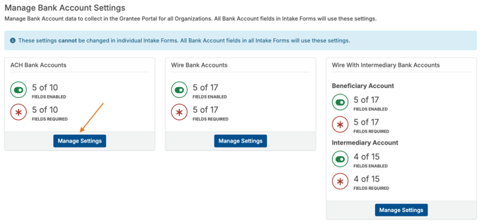 Manage Settings button