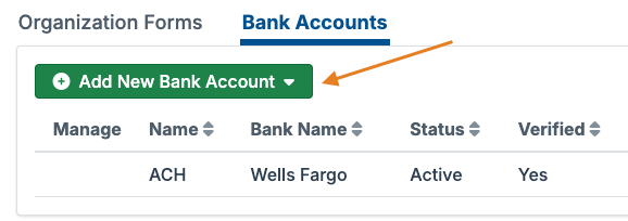 Add New Bank Account button