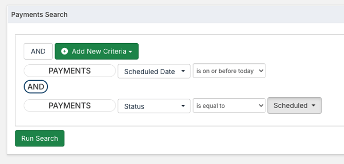 past due payments criteria