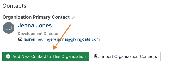 Add New Contact to This Organization button