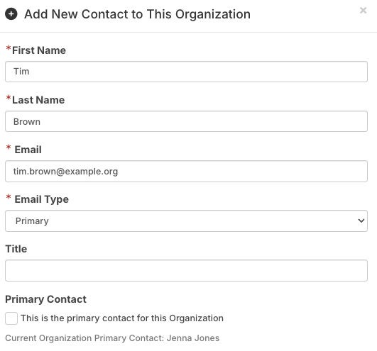 Add New Contact modal