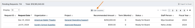 Edit Columns button
