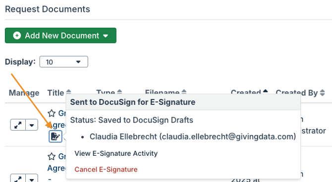Sent to DocuSign icon
