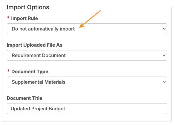 Import Rule options