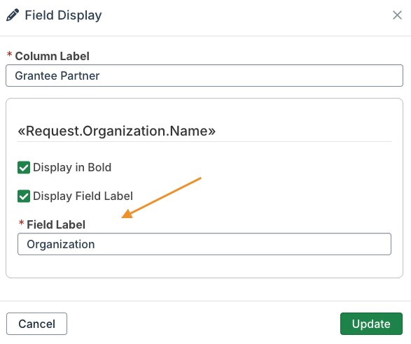 Field Label option