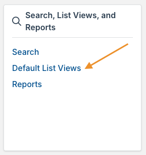 default list views option