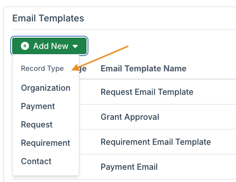 Record Type options