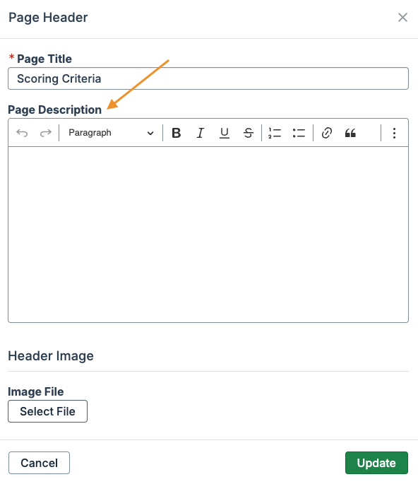 page description field