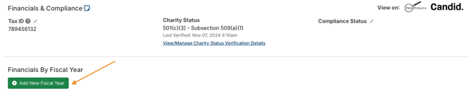 Add New Fiscal Year button