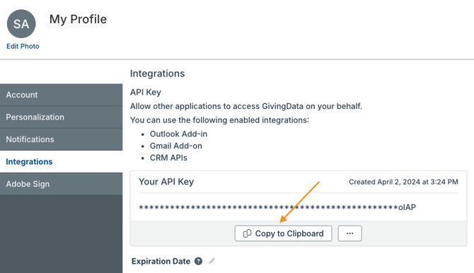 Copy to Clipboard button
