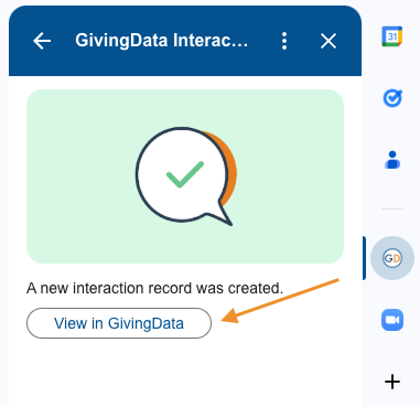 View in GivingData button