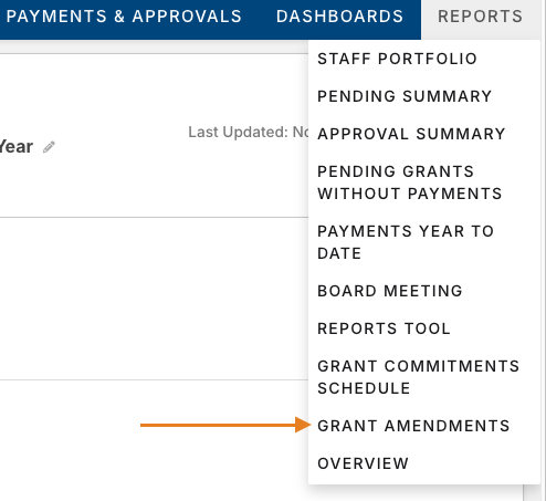 Grant Amendments report option