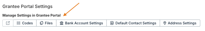 Manage Settings in Grantee Portal options