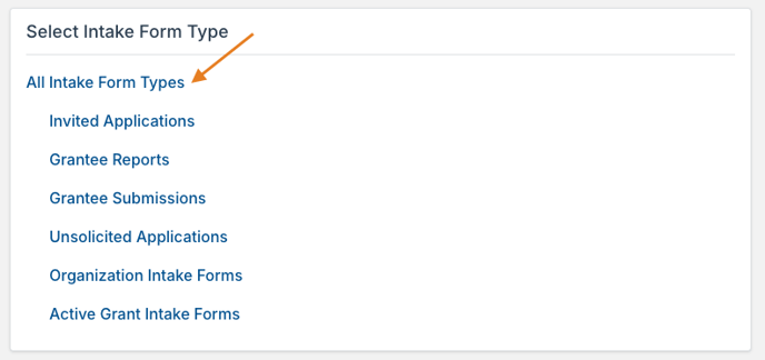 All Intake Form Types option