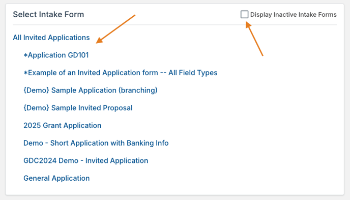 Intake Form Options