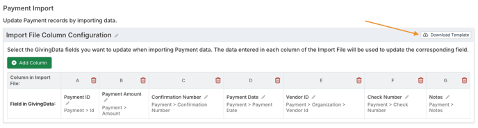 Download Template button