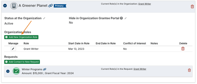 Add New Organization Role button