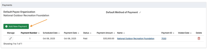 Add New Payment button