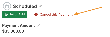 Cancel this Payment button