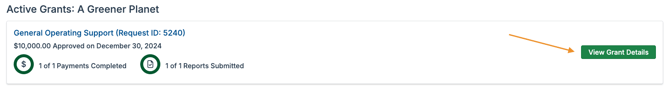 View Grant Details button