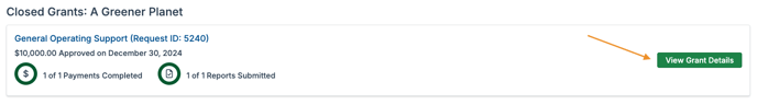 View Grant Details button
