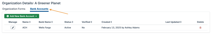 Bank Accounts tab