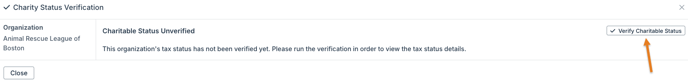 Verify Charitable Status button