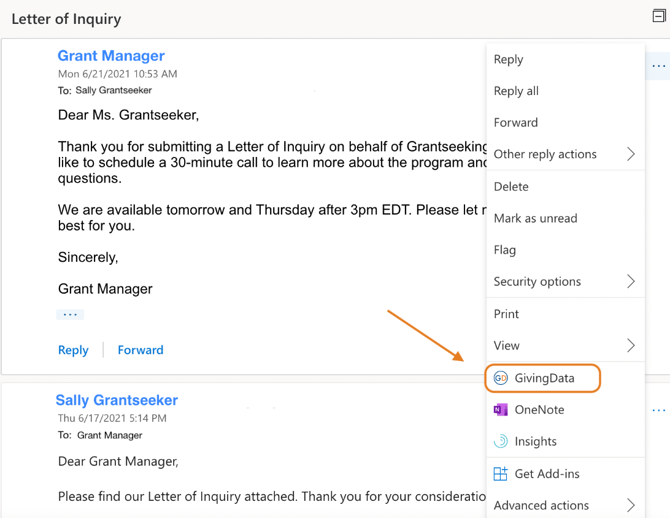 GivingData option