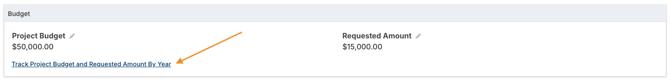 Track Project Budget and Requested Amount By Year button
