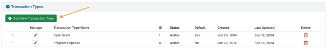 Add New Transaction Type button