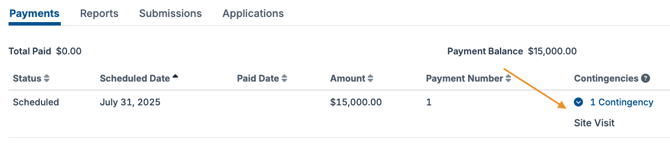 Payment contingency