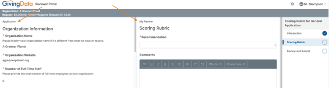 Application form and review form