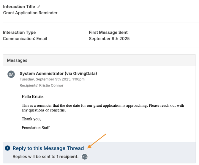 Reply to this Message Thread dropdown